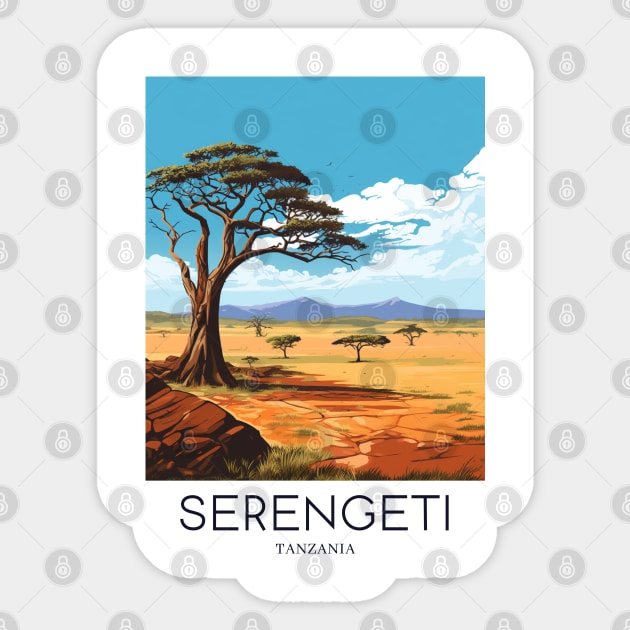 A Pop Art Travel Print of the Serengeti National Park - Tanzania Sticker by Studio Red Koala